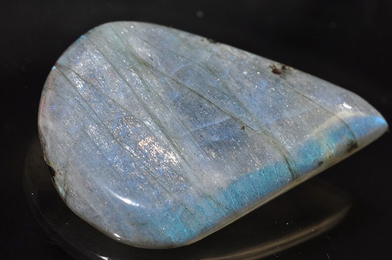 L0788 35x49mm Luminescent-Fiery Blue LABRADORITE SPECTROLITE XL High-Domed Designer-Cut Cabochon Pendant