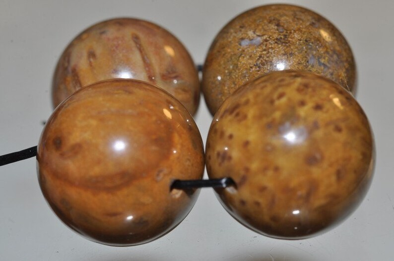 O1322 4 Pieces 16mm ***Excellent Quality~Petrified Fossil PALM WOOD Large Round Beads