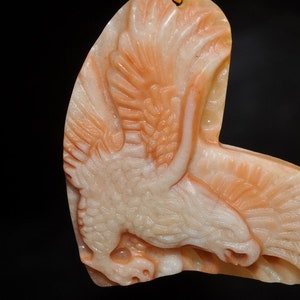 51x37x9mm &quot;Designer Caliber&quot;~RED MALACHITE Eagle Heart 3D Hand-Carved Focal Pendant // Spirit Totem - G1352