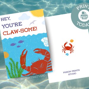 Tarjeta "Hola, eres genial", regalo y tarjeta únicos para eventos, divertida tarjeta imprimible con temática oceánica, varios tamaños, tarjeta colorida con diseño de concha de océano, playa y barco.