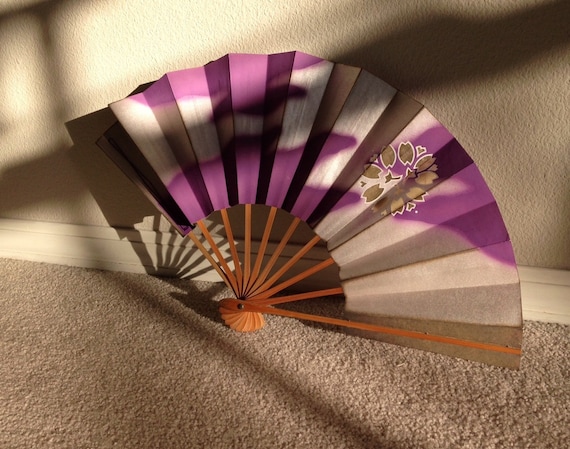 Antique Japanese Fan - purple
