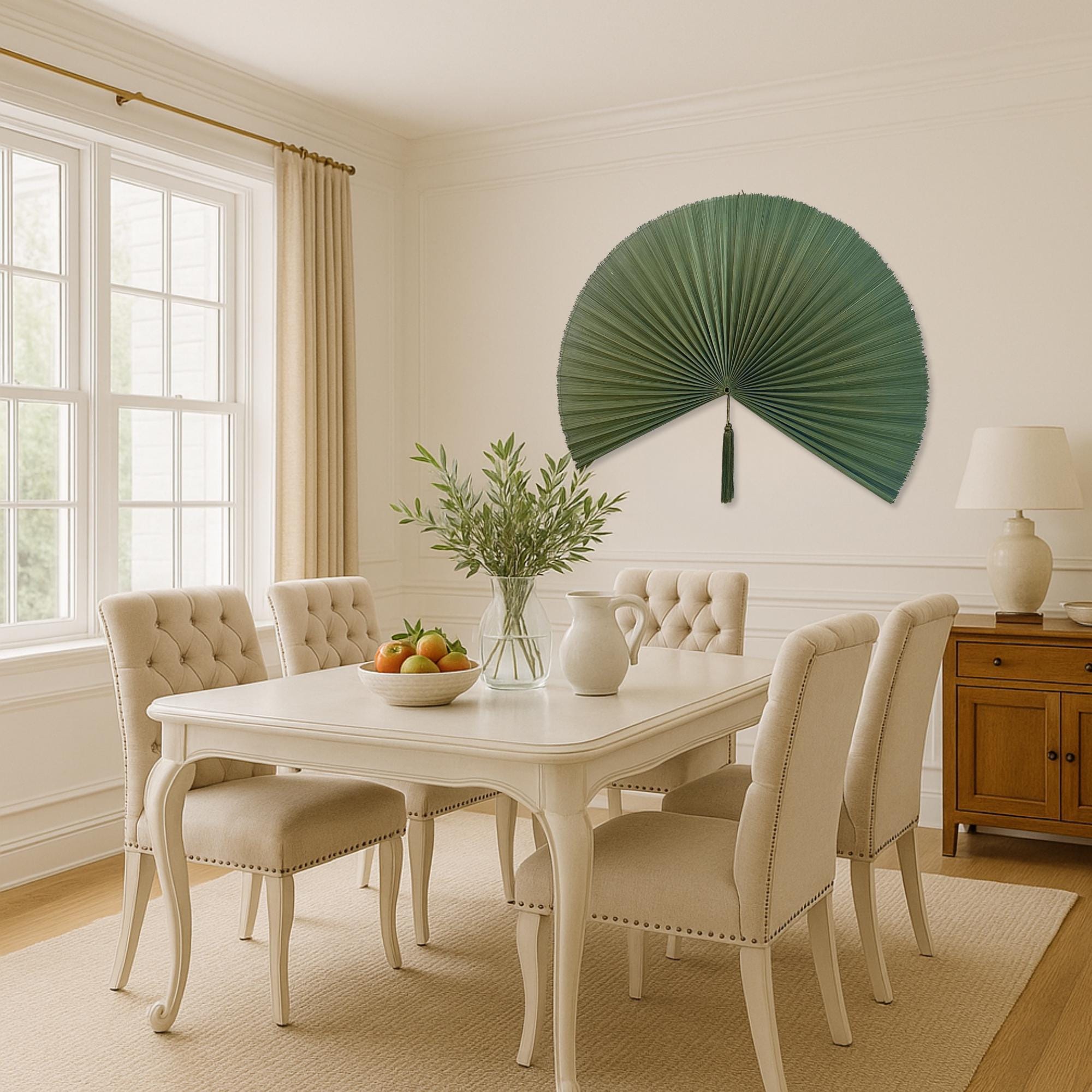 Bamboo Fan Wall Decor, Green Bamboo Fan, Wall Decorative Fan, Handmade