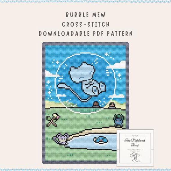 Bubble Mew Cross-Stitch Downloadable PDF Pattern