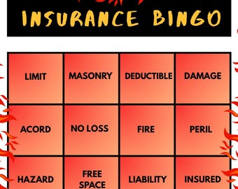 Fiery Commercial Insurance Bingo