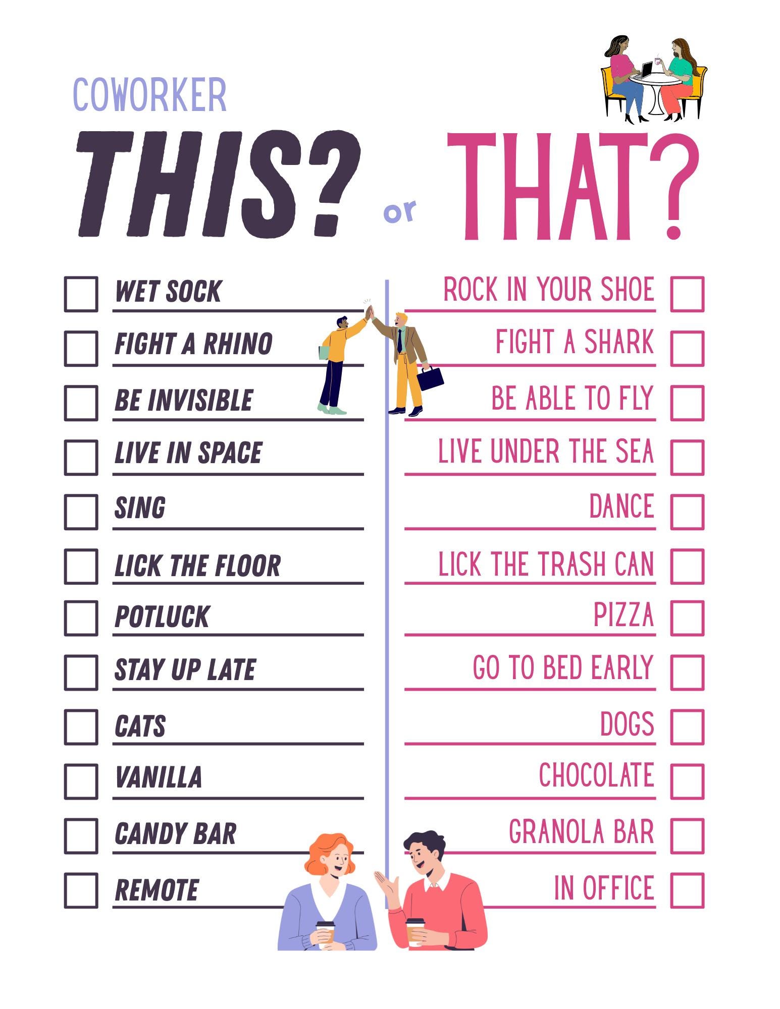 Coworker This or That Game for Office Parties | Work Icebreaker Game - Etsy