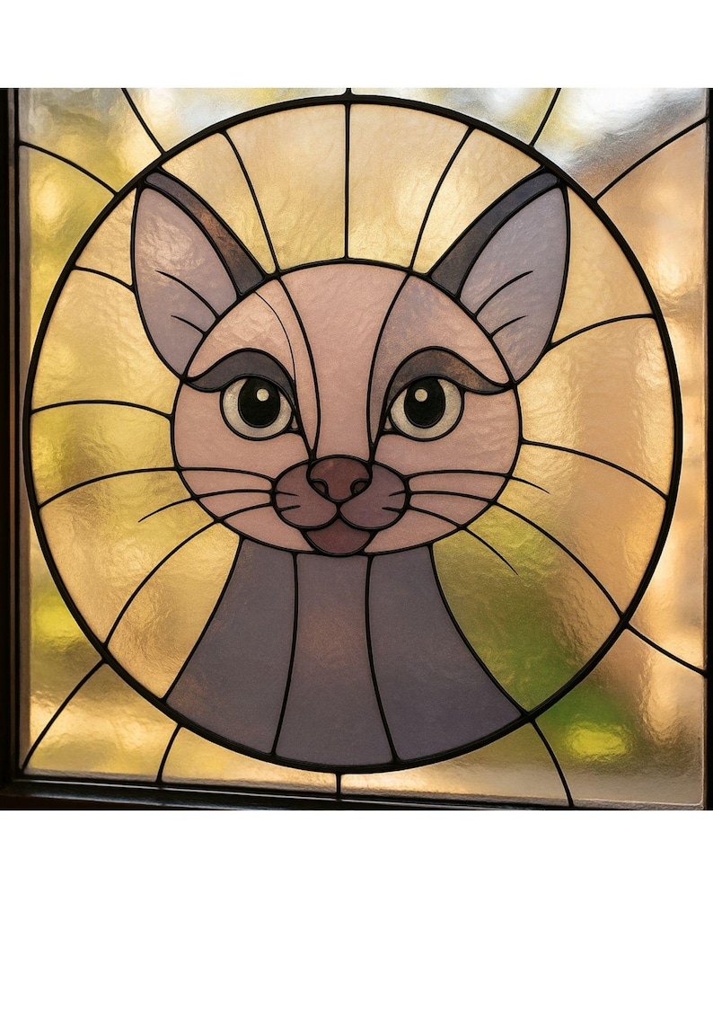 Cat Face Stained Glass Pattern PDF – Cute Kitty Template for DIY Glass ...