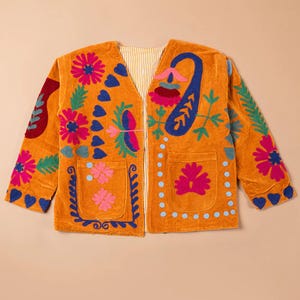 Festival Jackets Summer Jacket Suzani Jacket Suzani Velvet Short Jackets | Floral Embroidered Suzani Jackets| Festival Boys and Girls Jacket