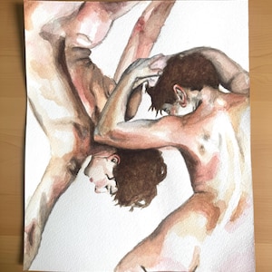 Original watercolor painting 11 by 14 inch figure study portrait art