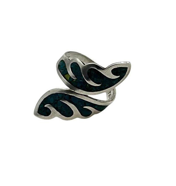 Vintage Turquoise Leaf Ring - image 5