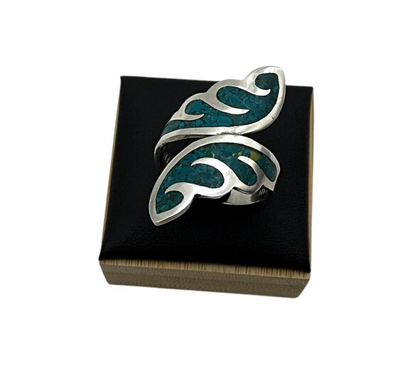 Vintage Turquoise Leaf Ring - image 1