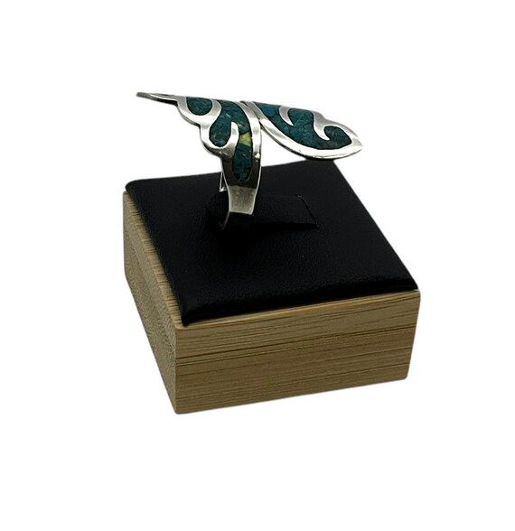 Vintage Turquoise Leaf Ring - image 3