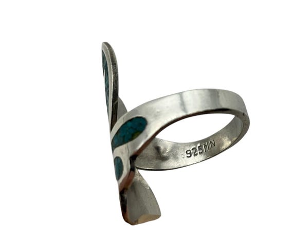 Vintage Turquoise Leaf Ring - image 4