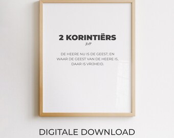 2 Korinther 3:17, niederländische Bibelvers-Wanddekoration, christliches Poster, minimalistisches druckbares Design, moderne Typografie