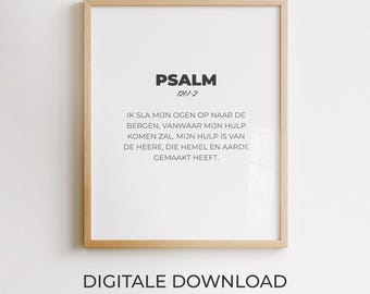 Psalm 121:1-2, niederländische Bibelvers-Wanddekoration, christliches Poster, minimalistisches druckbares Design, moderne Typografie