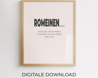 Römer 8:38-39, niederländische Bibelvers-Wanddekoration, christliches Poster, minimalistisches druckbares Design, moderne Typografie