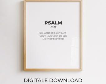 Psalm 119:105, niederländische Bibelvers-Wanddekoration, christliches Poster, minimalistisches druckbares Design, moderne Typografie