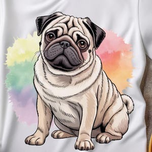 Clipart chien de haute qualité PNG carlin aquarelle : cool, mignon + astucieux ! (Téléchargement numérique) - Parfait pour les créations de cartes et de papier, lot de cliparts