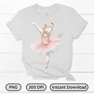 Ballet kat notenkraker png – schattige kerst kat ballerina clipart notenkraker dier png voor kerstshirts, kinderambachten, kaarten, sublimatie