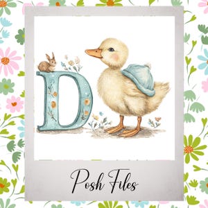 Nursery Duckling Wall Art Baby Animal Letter D PNG Printable Alphabet Animal Nursery Clipart Digital Download Tshirt Blanket Bag Pillow Hat