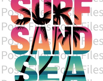 Surf, arena y mar PNG, imágenes prediseñadas de playa y verano (descarga digital)