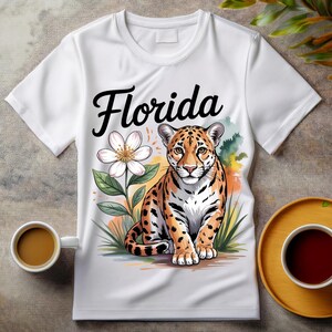 Aquarell Florida PNG - Zustand Blume Orange Blüte & Zustand Tier Panther | 300 DPI Digitaler Download | Gewerblicher Gebrauch OK