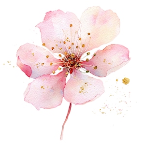 Flowers Clipart Pink Blue Purple Gold Flowers Print Watercolor clipart High Quality PNGs Digital download, Paper craft