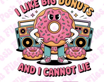 Kawaii Donut Clipart PNG, Funny T-Shirt Design (Digital Download)