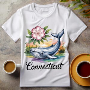 Aquarela Connecticut PNG – Flor do Estado, Louro da Montanha e Cachalote, Animal do Estado | Download Digital 300 DPI | Uso Comercial Aprovado