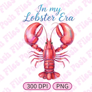 Funny Lobster PNG Digital Download Lobster Era Clipart Coastal Sea Life Sublimation Design Ocean Animal Illustration Summer Beach Art File