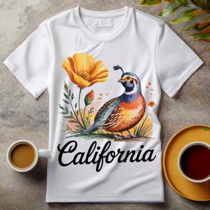 Aquarelle de Californie PNG – Fleur de pavot et grizzli animal d'État | 300 ppp en téléchargement numérique | Utilisation commerciale OK