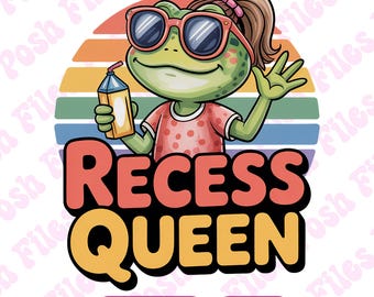 Regenbogen Lehrer Shirt PNG: Aussparung Königin Frosch, Retro Design (Digitaler Download)