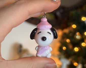 handmade winter snoopy charm - polymer clay