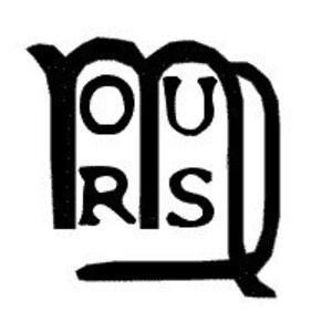 K&ouml;nnte beinhalten: Ein schwarz-wei&szlig;es Logo mit den Buchstaben "OURS", die in einer quadratischen Form angeordnet sind.