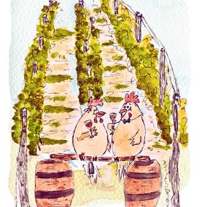 illustrated postcards in watercolors