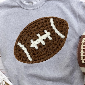Yarn Football PNG, Girly Patchwork Yarn Stitch Sports Fan Shirt, Preppy Football and Cheer Design, Cozy Football Game Day PNG, Touchdown PNG