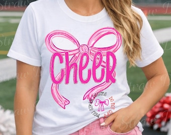 Coquette Cheer PNG, Girly Football Season Shirt Design, Preppy Cheerleading PNG, Coquette Bow Cheer PNG, Football Cheer Shirt, Glitter Cheer