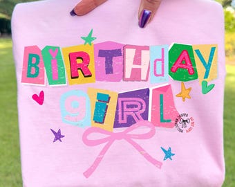 Birthday Girl PNG, Girly Colorful Coquette Pink Bow B-Day Girl Design, Girly Birthday Sublimation, Happy Birthday PNG, Birthday Celebration