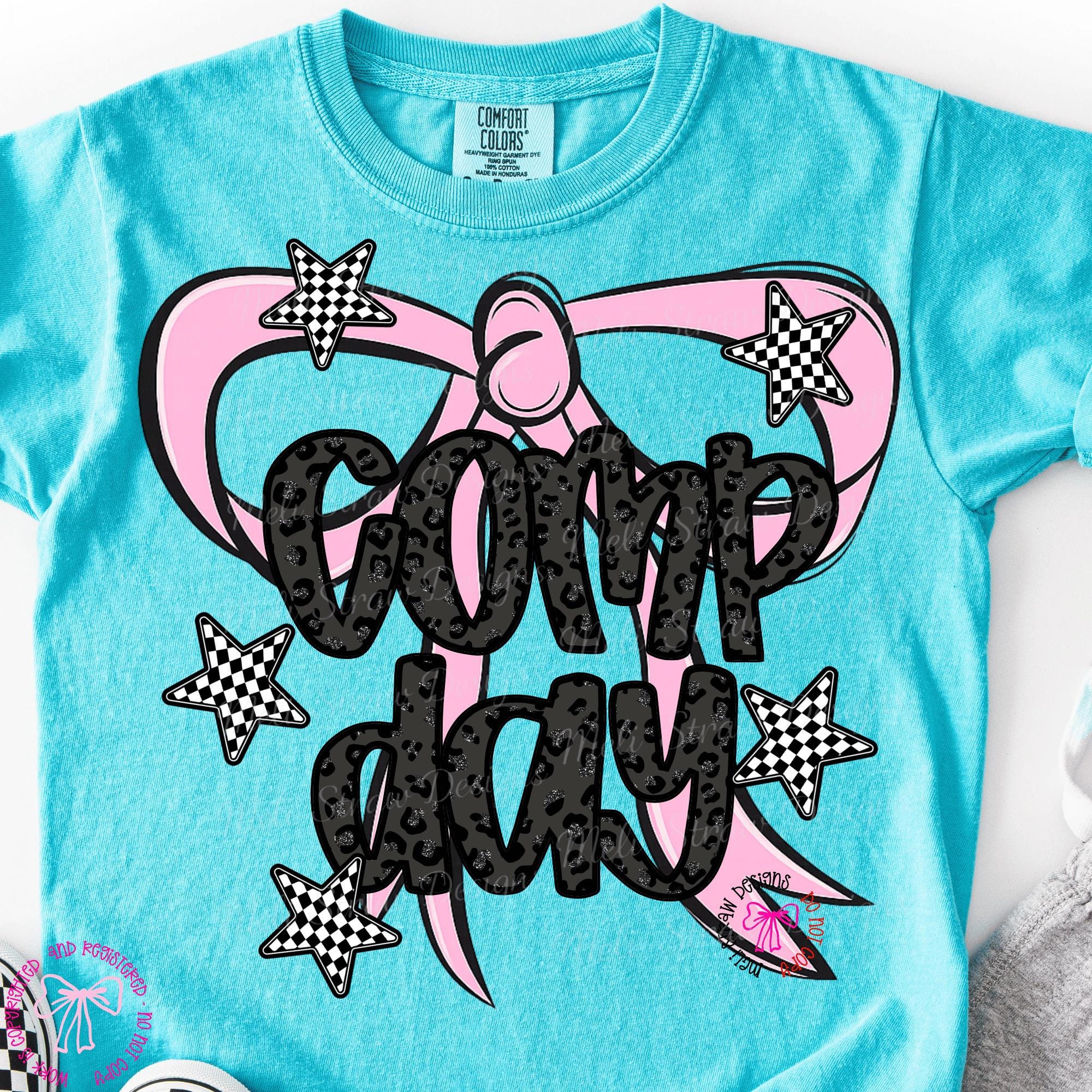 Comp. Cheer Pink Design Comp Day PNG, Girly Retro Checkered Pink Coquette Cheerleader Shirt ...