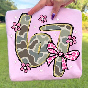 Six Seven PNG, 6-7 Trend PNG, 6 7 Girls Camo Glitter Trim Trending Shirt, Girls TikTok Sublimation, Viral Internet Humor, Funny Generation Z