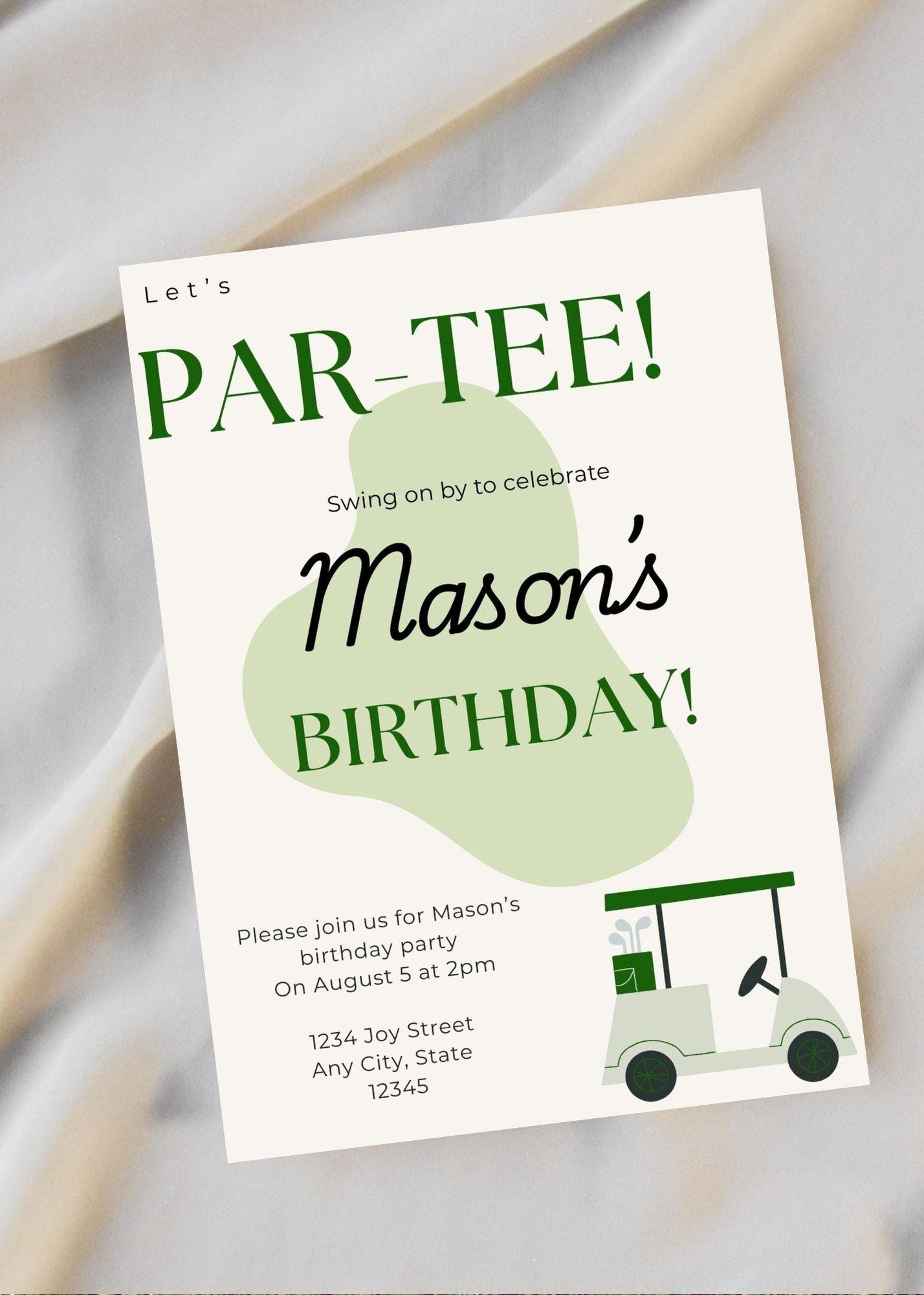 Golf Themed Party | Let's Par-tee Birthday Invitation | Editable Canva Template| Golf Birthday| Any Age Birthday | Digital Download or Print