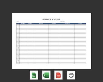 Interview Schedule Template: HR Hiring Planner (Google Sheets, Excel & PDF Printable)