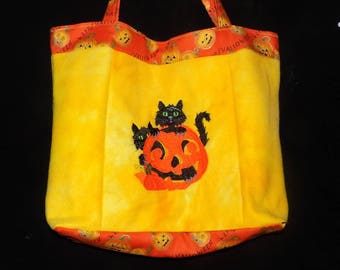 16" x 13" Embroidered / Lined Halloween Trick or Treat Tote Bag (embroidered bags & purses)