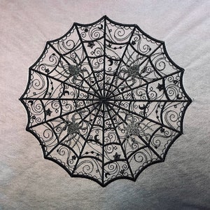 Intricate Spiderweb Doily (freestanding organza) or get it in a hoop (just add lights!)