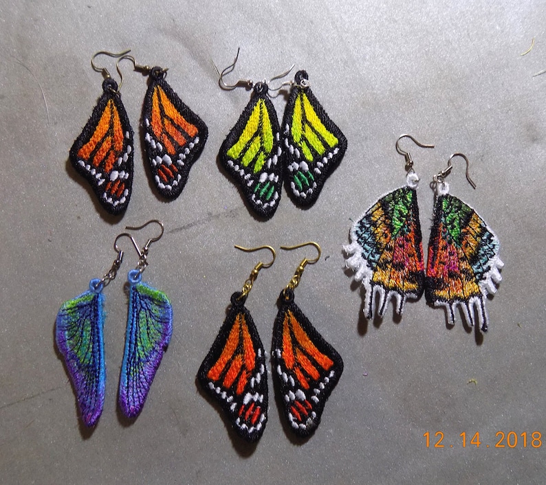 Embroidered Wing Earrings great Valentine's, Mother's Day & Birthday Gifts image 4