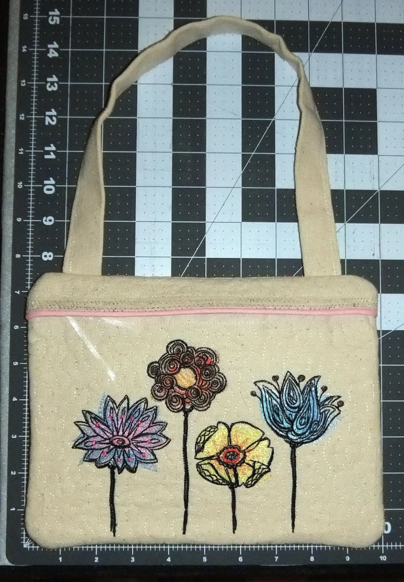 Quilted / Embroidered 7.75x10 Canvas Zipper Purse or Etsy