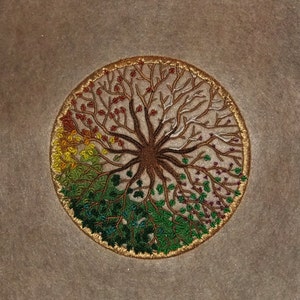 Four Seasons Tree of Life (embroidered wall art)