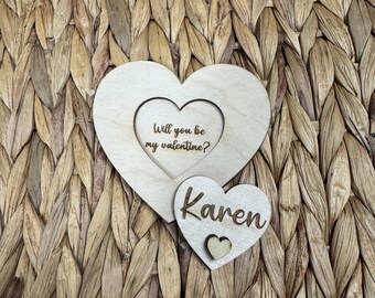 Personalized Wooden Valentine Heart – Engraved Name Keepsake