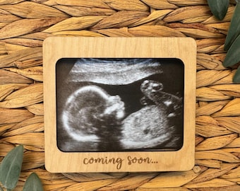 Coming Soon Ultrasound Frame – Wooden Pregnancy Announcement Keepsake