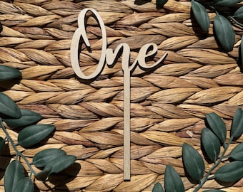 Rustic “One” Cake Topper – Baltic Birch Wood First Birthday