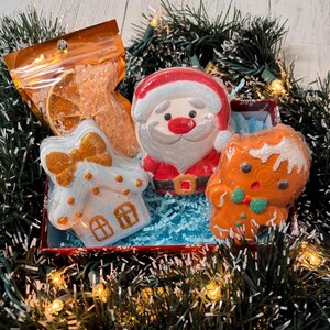 Set de regalo de bombas de baño navideñas • Caja de spa natural hecha a mano